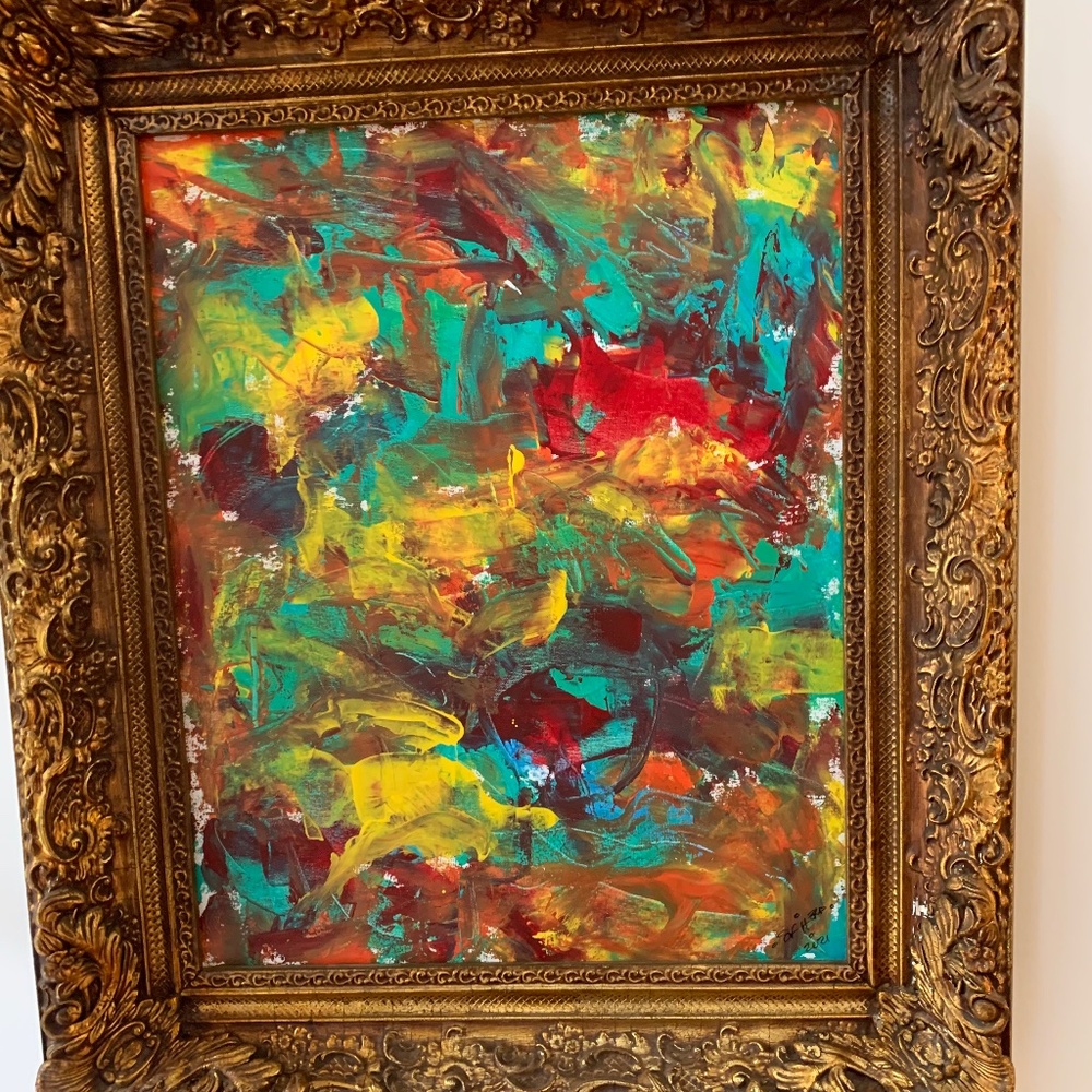 Original Painting in gold gilt antique frame
